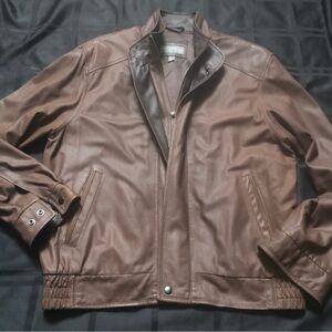 Daniel Cremieux Signature Collection Leather Brown Bomber Jacket Size:LARGE